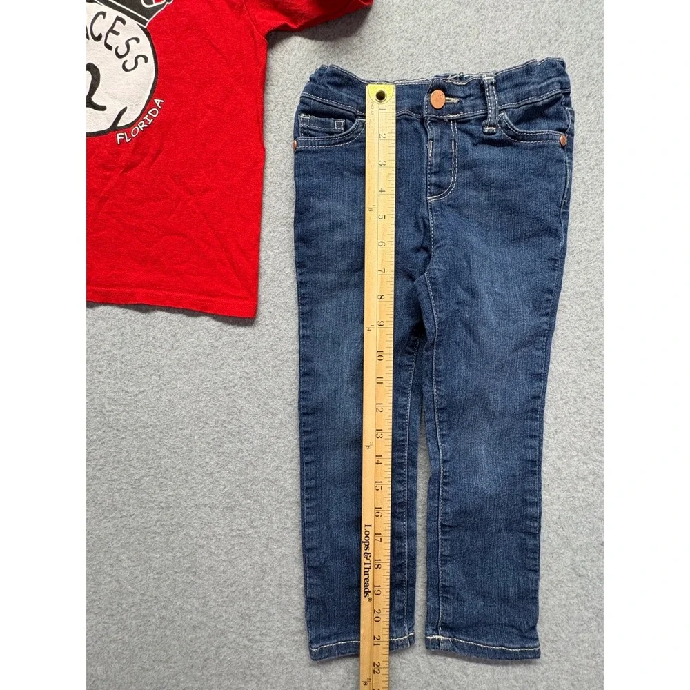 Childrens Place Skinny Jeans 4T & Delta Princess 2 Florida Shirt Size 5/6 Set - Picture 8 of 10